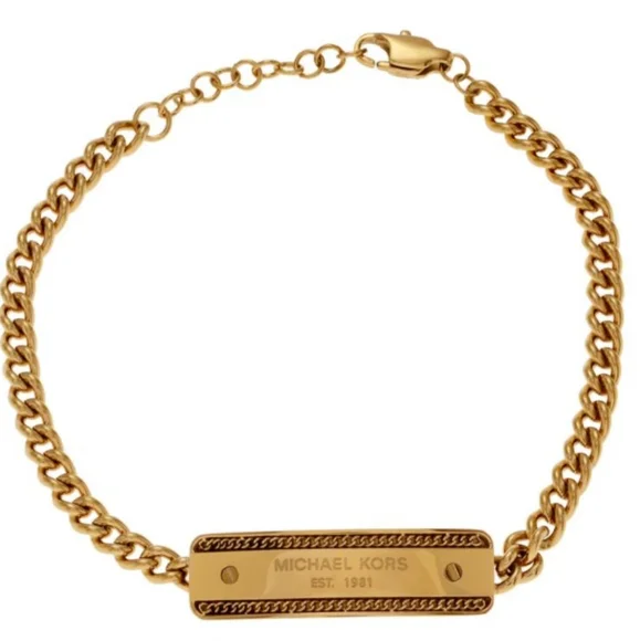 Michael Kors Bracelet Logo Plaque Chain Link Rose Gold Plate Stainless Steel NWT - Picture 8 of 15